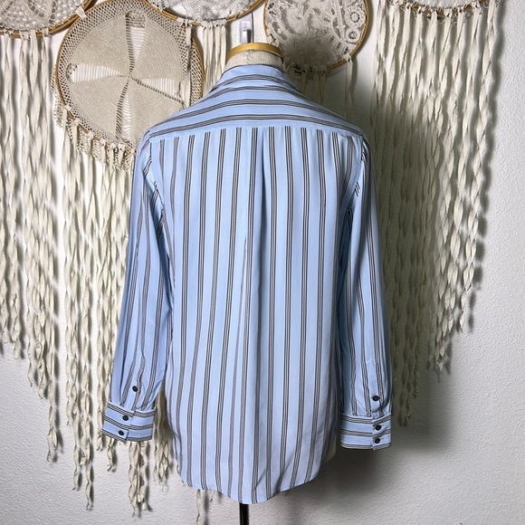 Equipment Blue Stripe Silk Long Sleeve Button Down Blouse Size XS - Picture 2 of 9